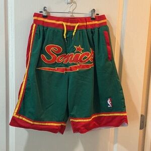 Just Don Green and Red Athletic Shorts